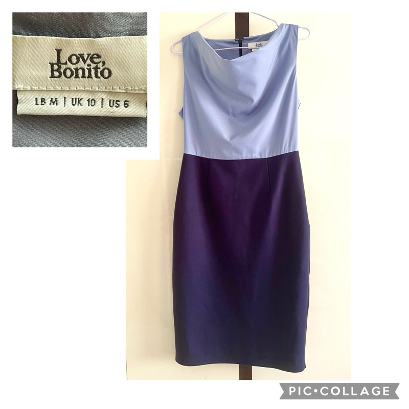 Love Bonito Colorblock Blue Dress Navy Biru