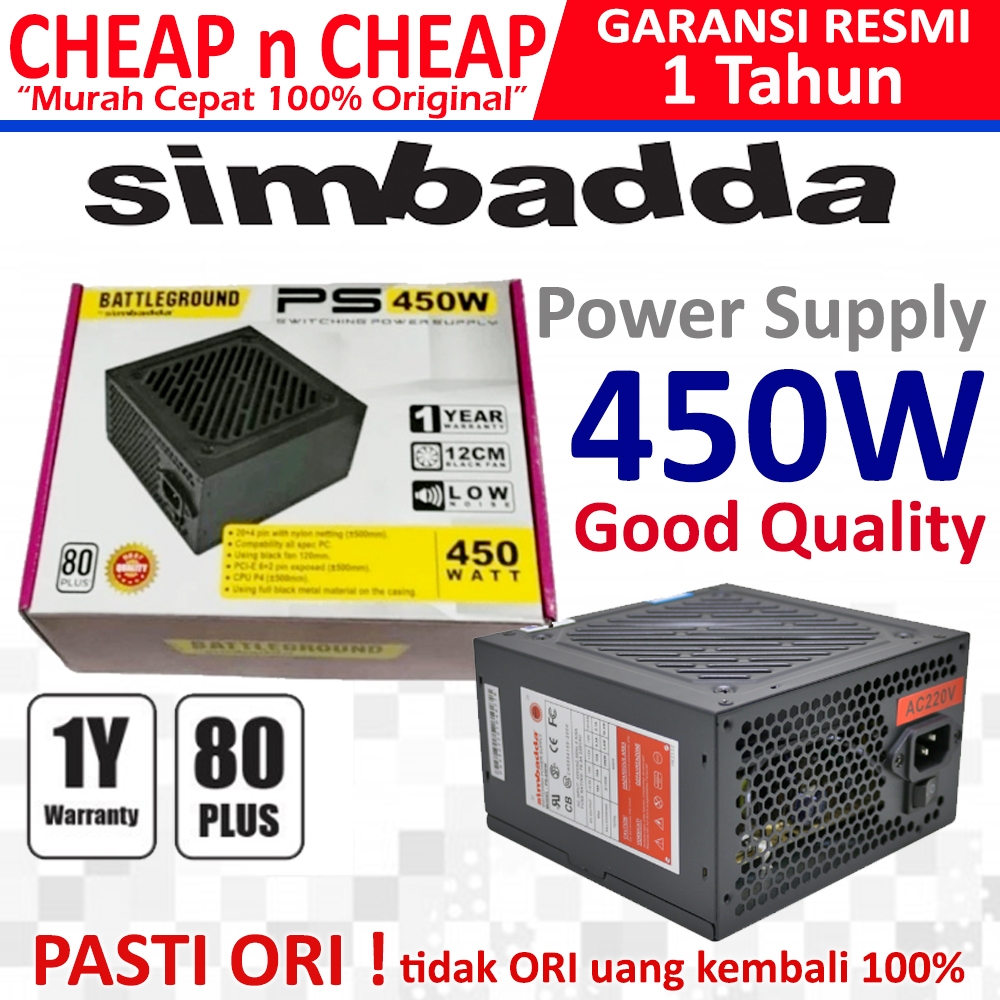 Simbadda 450W PSU 80 Plus Power Supply PSU 450 W 80+ 80 + 80Plus
