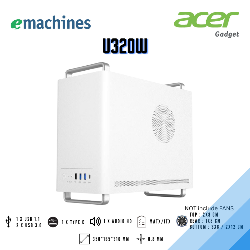 Casing Gaming / PC Case MATX emachines U320 White - Putih