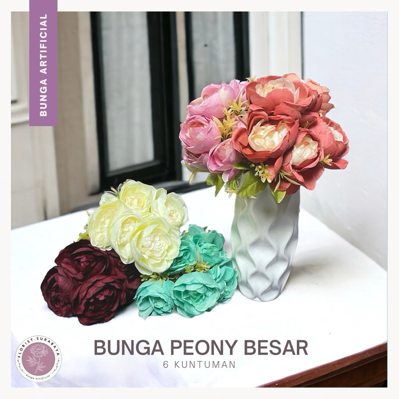 BUNGA PEONY BESAR-BUNGA DEKORASI ARTIFICIAL-BUNGA HANTARAN