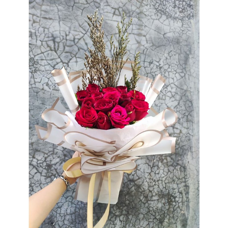 Buket Bunga Mawar Merah Fresh 15 Tangkai / Buket Bunga Mawar Merah Vancyy Florist / Buket Bunga Mawa