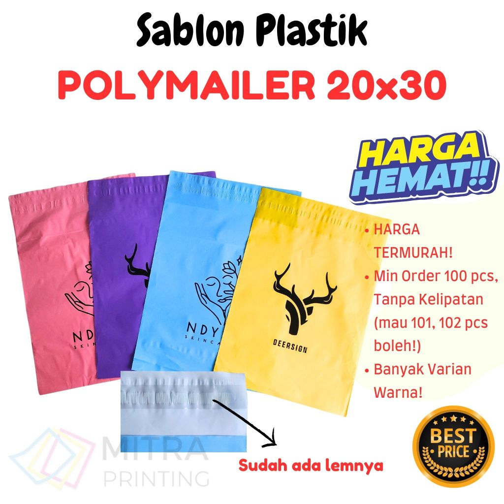 Sablon Plastik Polymailer 20x30 Packing Online Shop Custom 20 x 30
