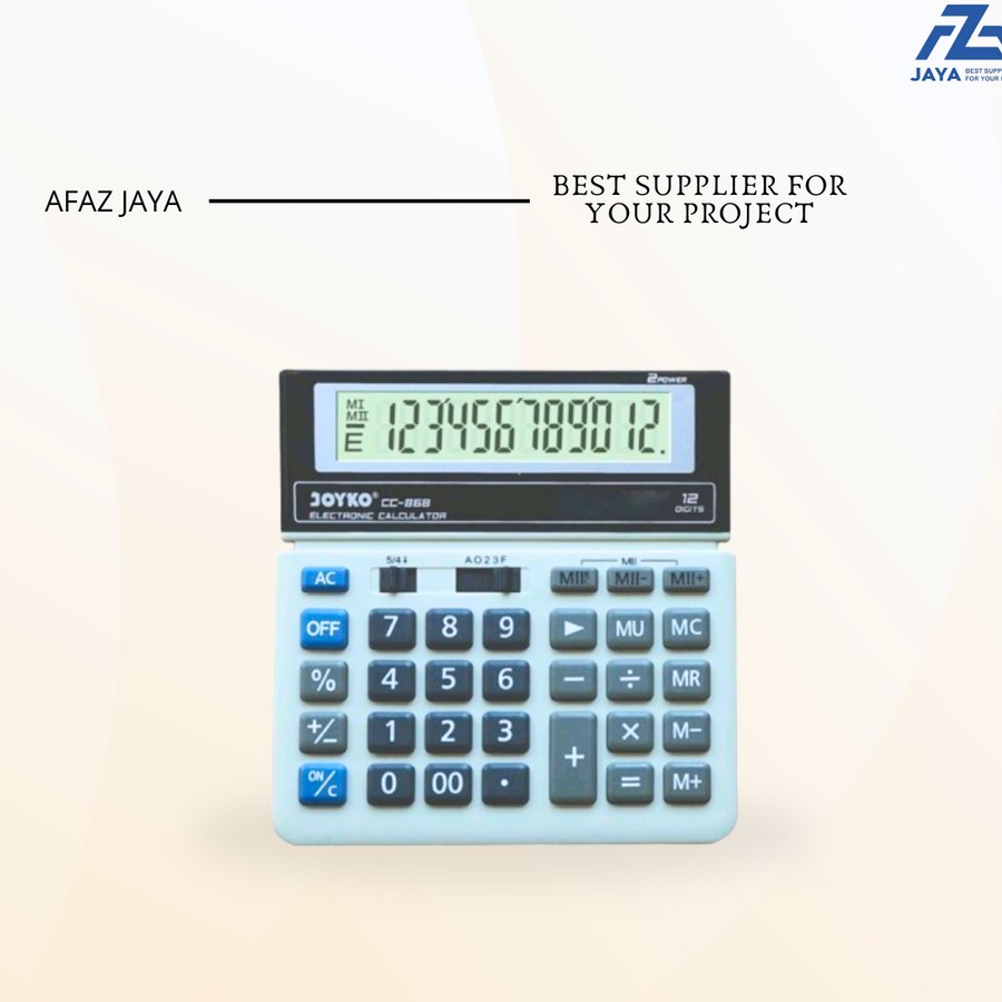

KALKULATOR JOYKO CC-868 12 DIGITS CALCULATOR HITUNG BESAR CEK CORRECT