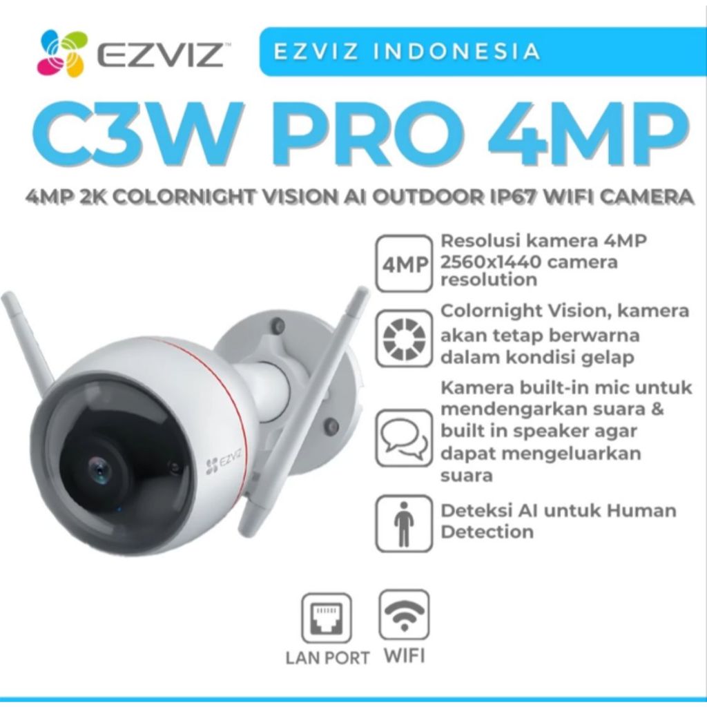 KAMERA CCTV CAMERA CCTV EZVIZ C3W PRO - 4MP Color Night