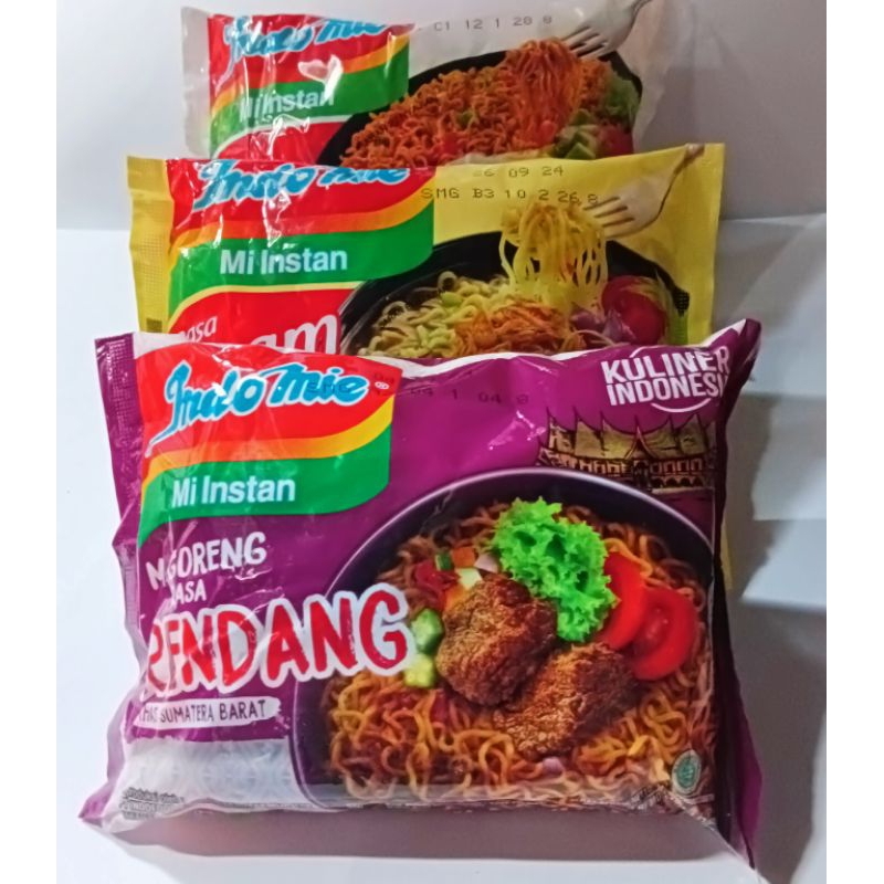 

Indomie Ayam Bawang, Goreng, Rendang 85gr & Jumbo 129gr