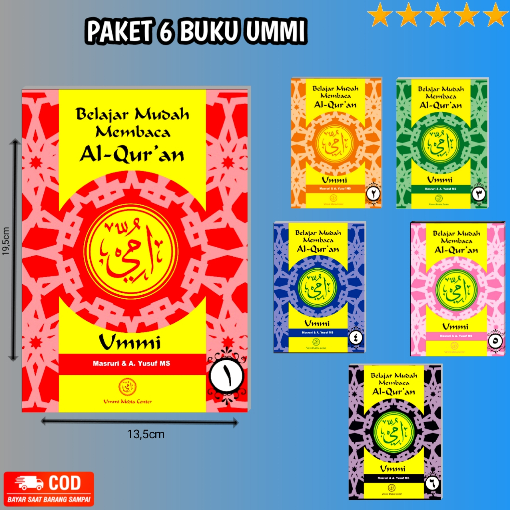 Paket 6 Buku Ummi - Metode Ummi Lengkap - Jilid 1-6 Belajar Membaca Al-Qur'an / C B
