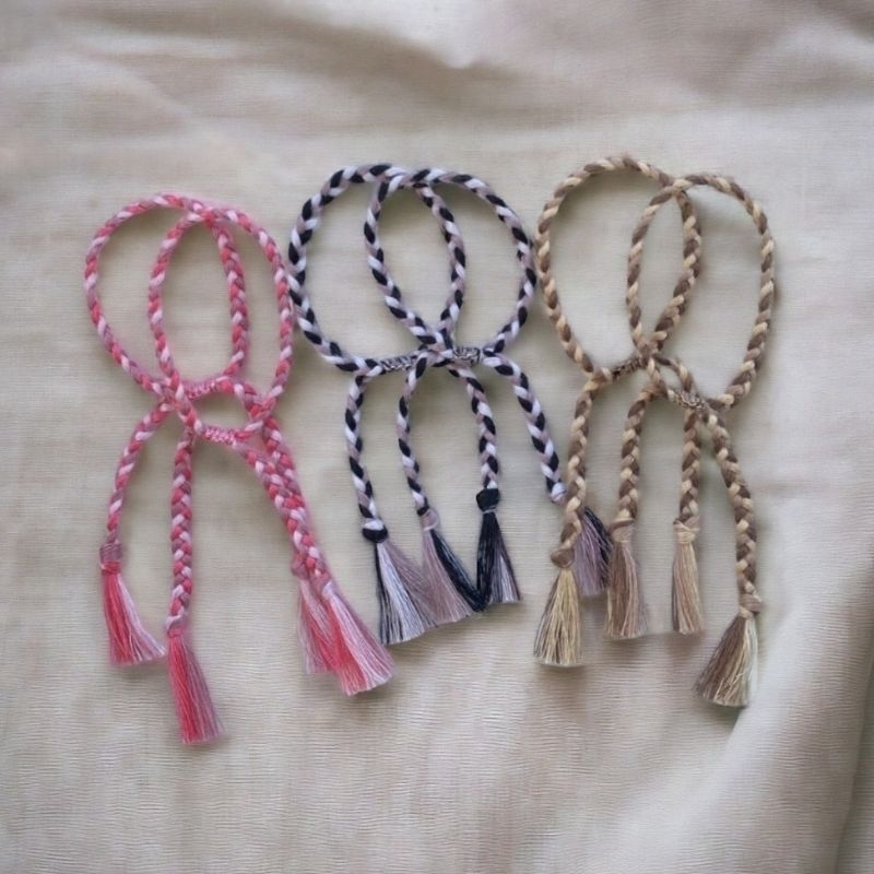 Gelang benang jahit simple knot serut tassel rumbai gelang tangan handmade adjustable model tali kep