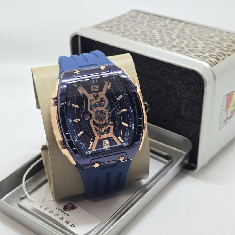 Jam Tangan Pria Leopard Rubber 8031 Original  Water