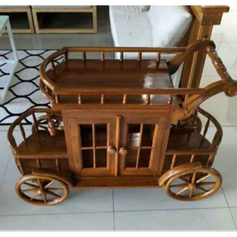 TROLI DORONGAN ANGSA DORONGAN DOKAR KAYU JATI | TROLI DOKAR MEJA TEH TROLI ANGSA FURNITURE JATI