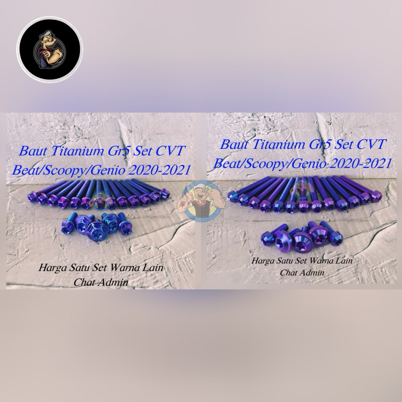 Baut Titanium Gr5 Full Bak CVT Beat Scoopy Genio 2020 2021