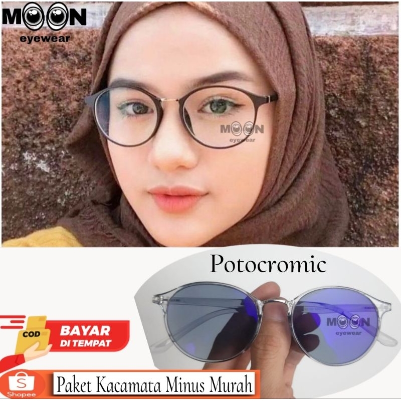 Frame Kacamata Wanita Oval Kecil 2168,Kacamata Lensa Photocromic Minus Cyl Blueray Atau Bluecromic,K