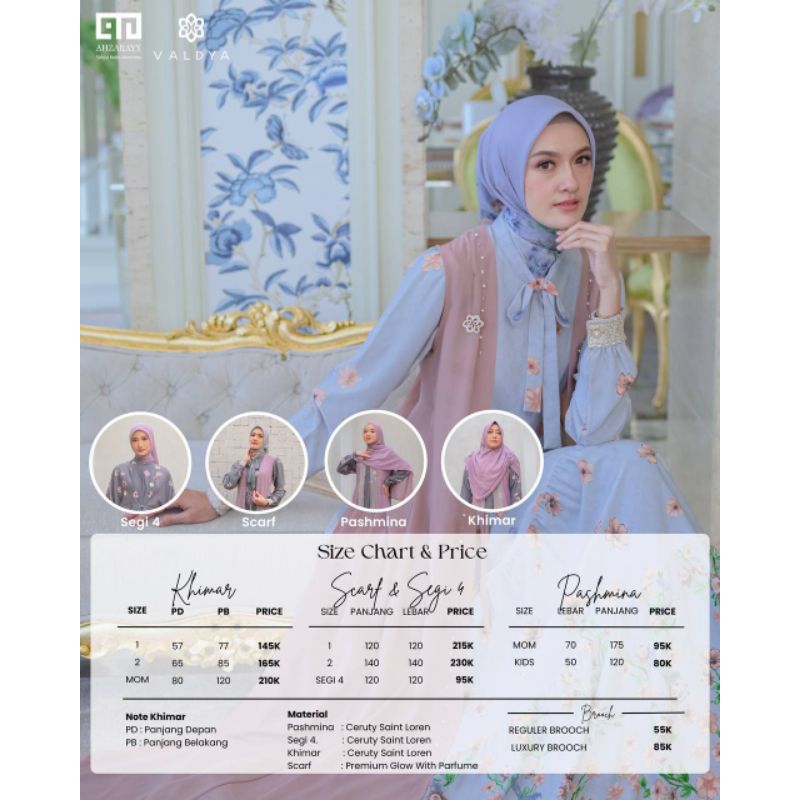 SCARF/PASMINA/SEGIEMPAT/KHIMAR ANDARA SERIES BY VALDYA