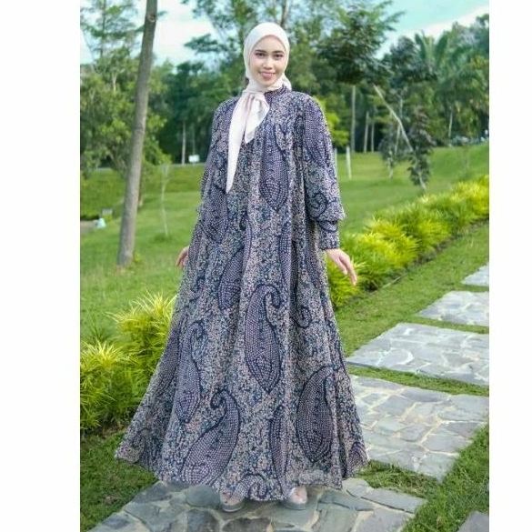 GAMIS DUBAI NAVY (ABAYA CERUTY PRINTING) BY WM SIGNATURE