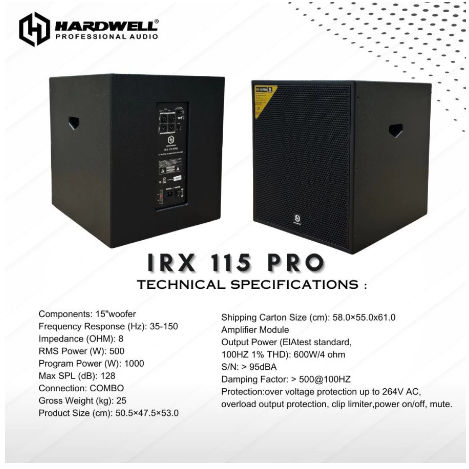 Speaker Subwoofer Aktif HARDWEL IRX 115 PRO 1000 Watt ORIGINAL