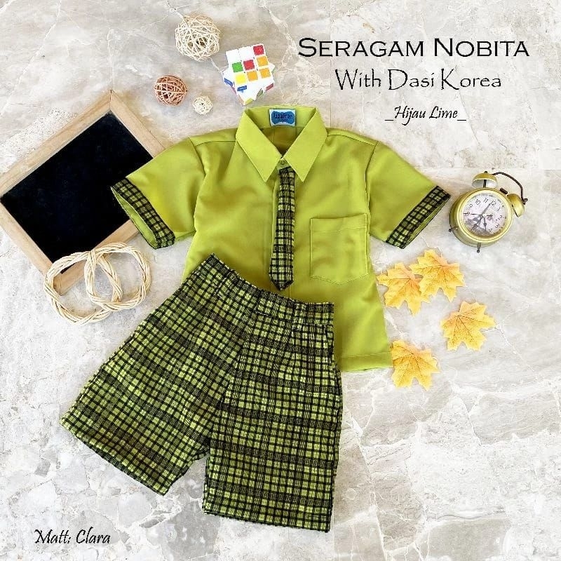 seragam nobita dan dasi korea/ seragam paud murah/seragam anak tk/ seragam korea anak tk