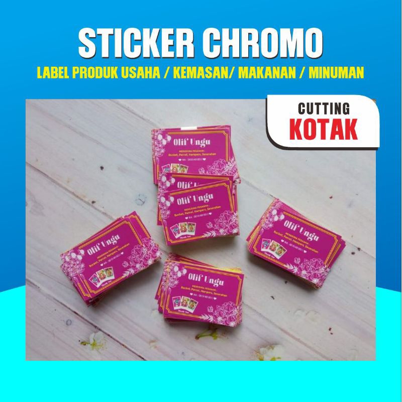 

STICKER CHROMO LABEL PRODUK USAHA / KEMASAN/ MAKANAN / MINUMAN KOTAK / PERSEGI