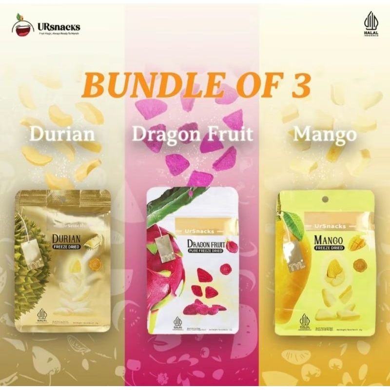 

Ursnacks bundle of 3 - Durian Naga Mango