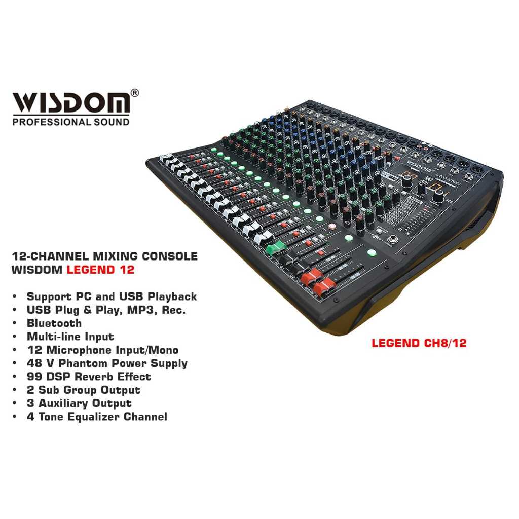 Mixer Audio Wisdom LEGEND 12 / LEGEND12 Channel With Efek 99 dsp