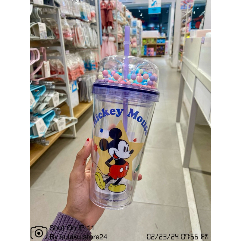 MINISO Disney Mickey Mouse Plastic bottle with straw / botol minum dengan sedotan / botol anak / tum