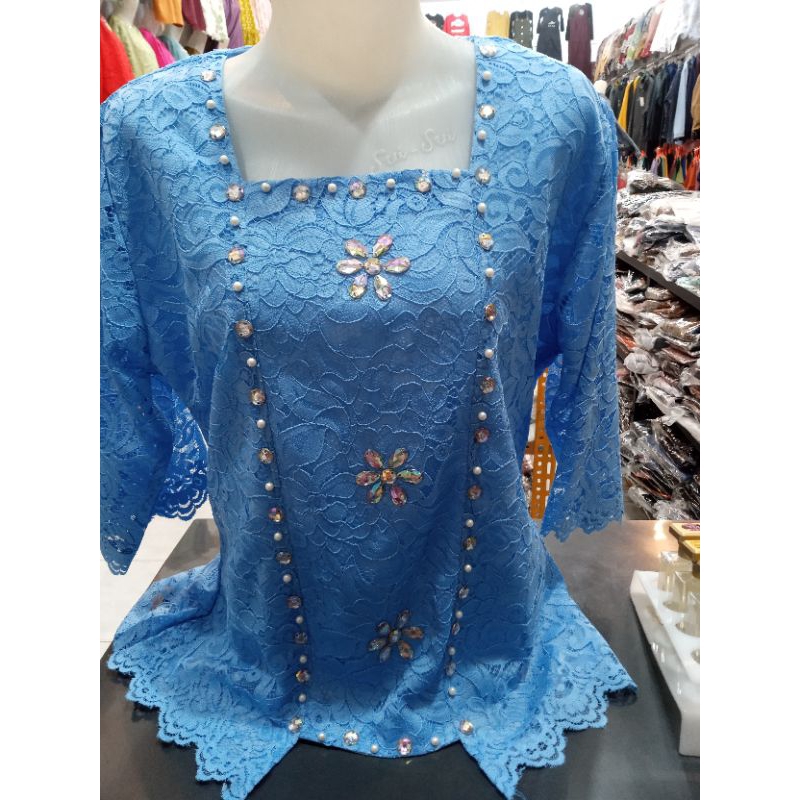 kebaya borkat biru muda