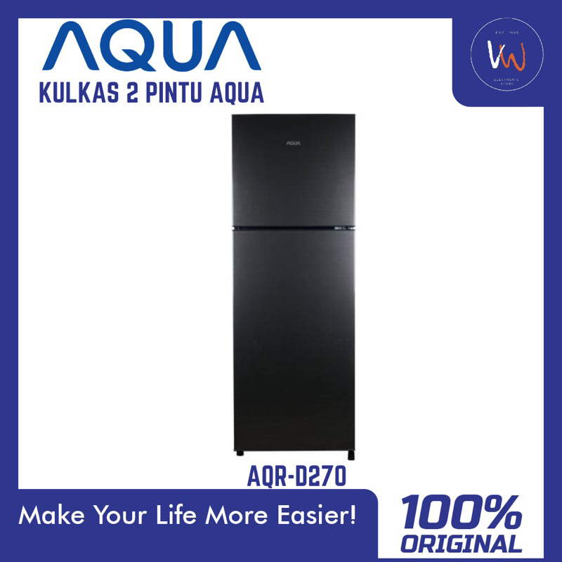 Kulkas 2 Pintu Aqua AQR-D270 DS / Kulkas Aqua 2 Pintu Polos