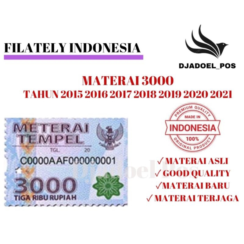 

MATERAI 3000 TAHUN 2015 2016 2017 2018 2019 2020 2021 (Baru)