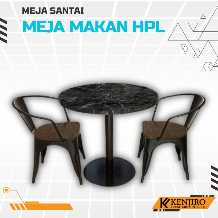 Meja Makan HPL Bulat Meja makan minimalis set 2 kursi