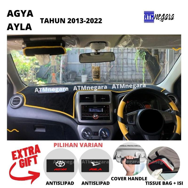 Aksesoris Premium Cover Dashboard Mobil Toyota Agya dan Daihatsu Ayla Tahun 2013-2022