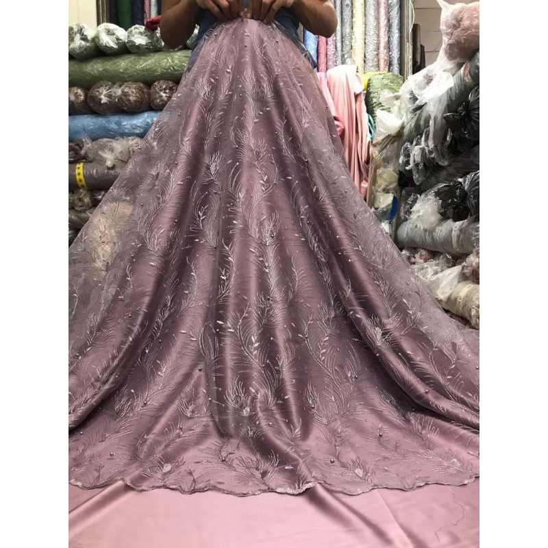 Kain Tile Akar Mutiara Glitter/Bahan Tile/Tile Akar/Bahan Kebaya Brokat Tule