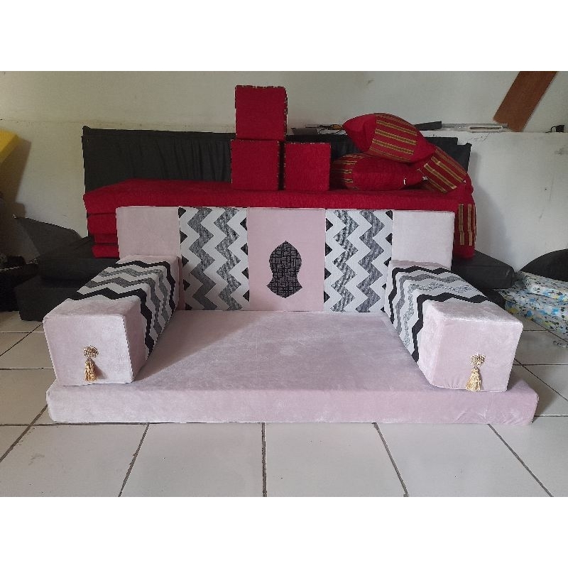 SOFA LANTAI ARAB PANJANG 130 CM BONUS TROMPAH DAN RUMBAY TAKIAK