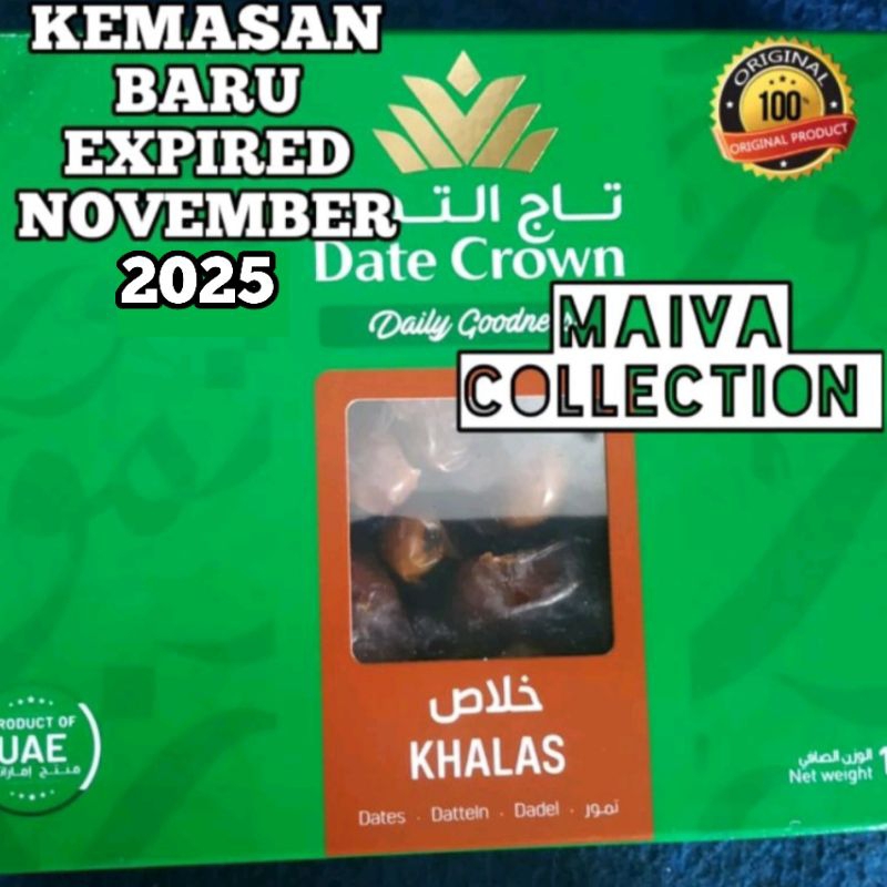 

Exp 2025 November, Kurma date crown khalas 1kg/date crown khalas KEMASAN BUKAAN ATAS