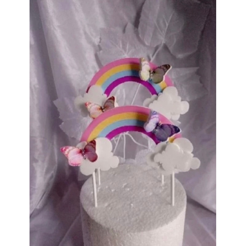 TOPER TUSUK PELANGI KUPU2/HIASAN KUE PELANGI