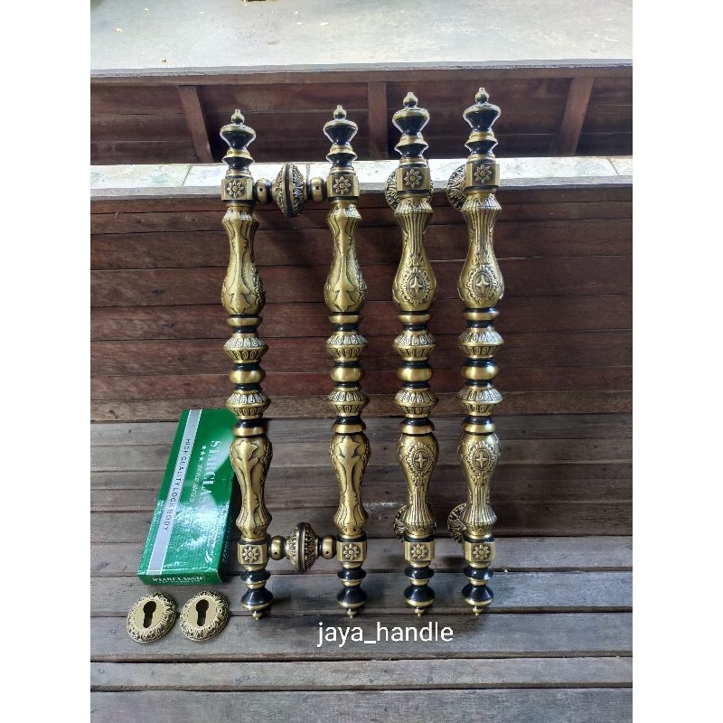 1 Paket Handle Pintu Rumah Motif Bintang kotak UK 63 cm / Gagang Pintu Kuningan / Tarikan Pintu Kuni