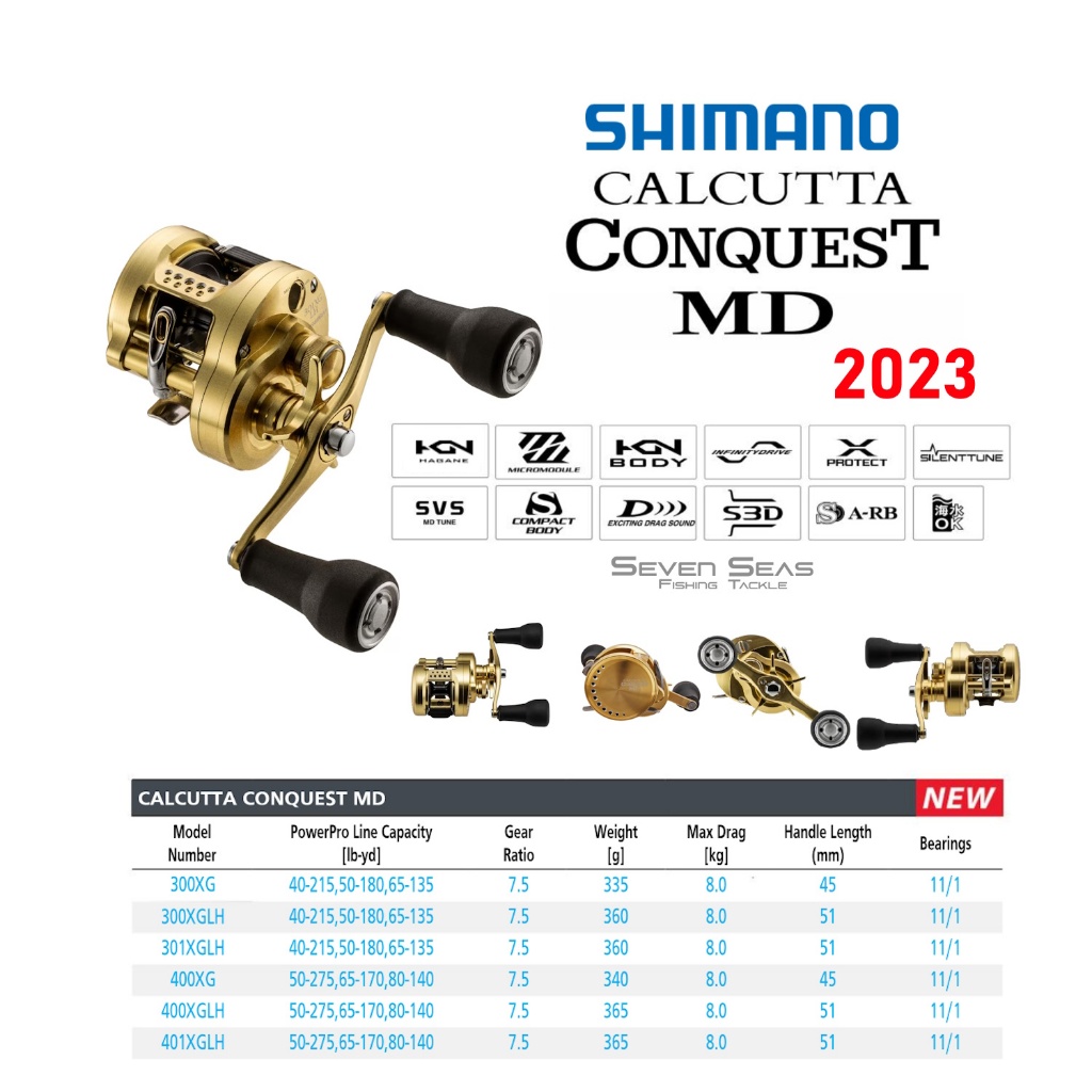 Shimano Calcutta Conquest MD Model 2023 300/400 301/401 Baitcasting BC Reel Pancing