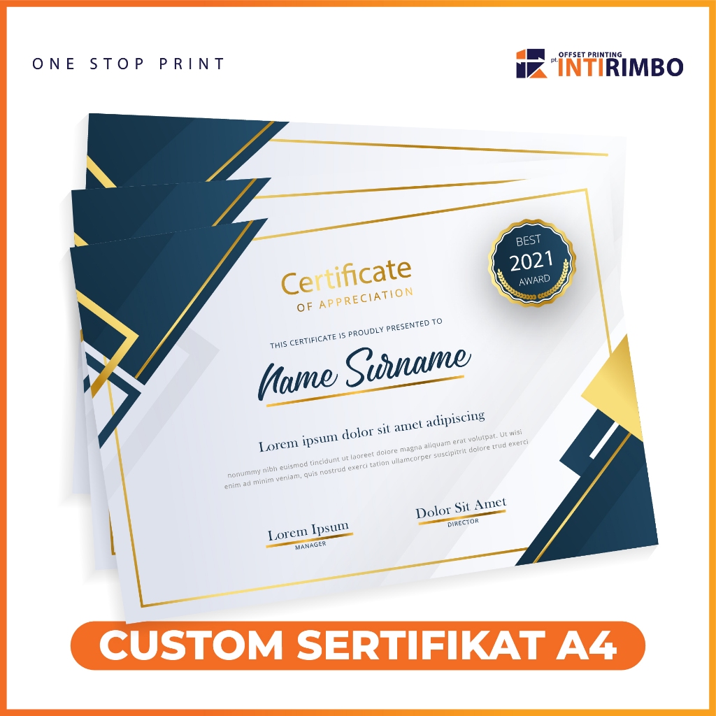 

INTI RIMBO - Cetak Sertifikat Piagam Berkualitas / Print Sertifikat Custom Uk A4 / Piagam Murah