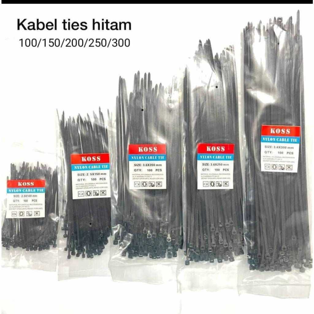 

Kabel Tali Tis - Kabel Ties / kretekan Hitam Nylon 10cm/15cm/20cm/25cm/30cm 1Pack 100pcs