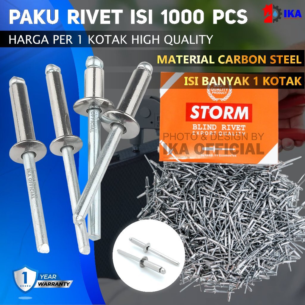Paku Rivet Rivetti 440 Size 3.2mm x 11mm isi 1000pcs 1 KOTAK PAKU RIVET MERK ACAK 440 UKURAN 3.2mm x