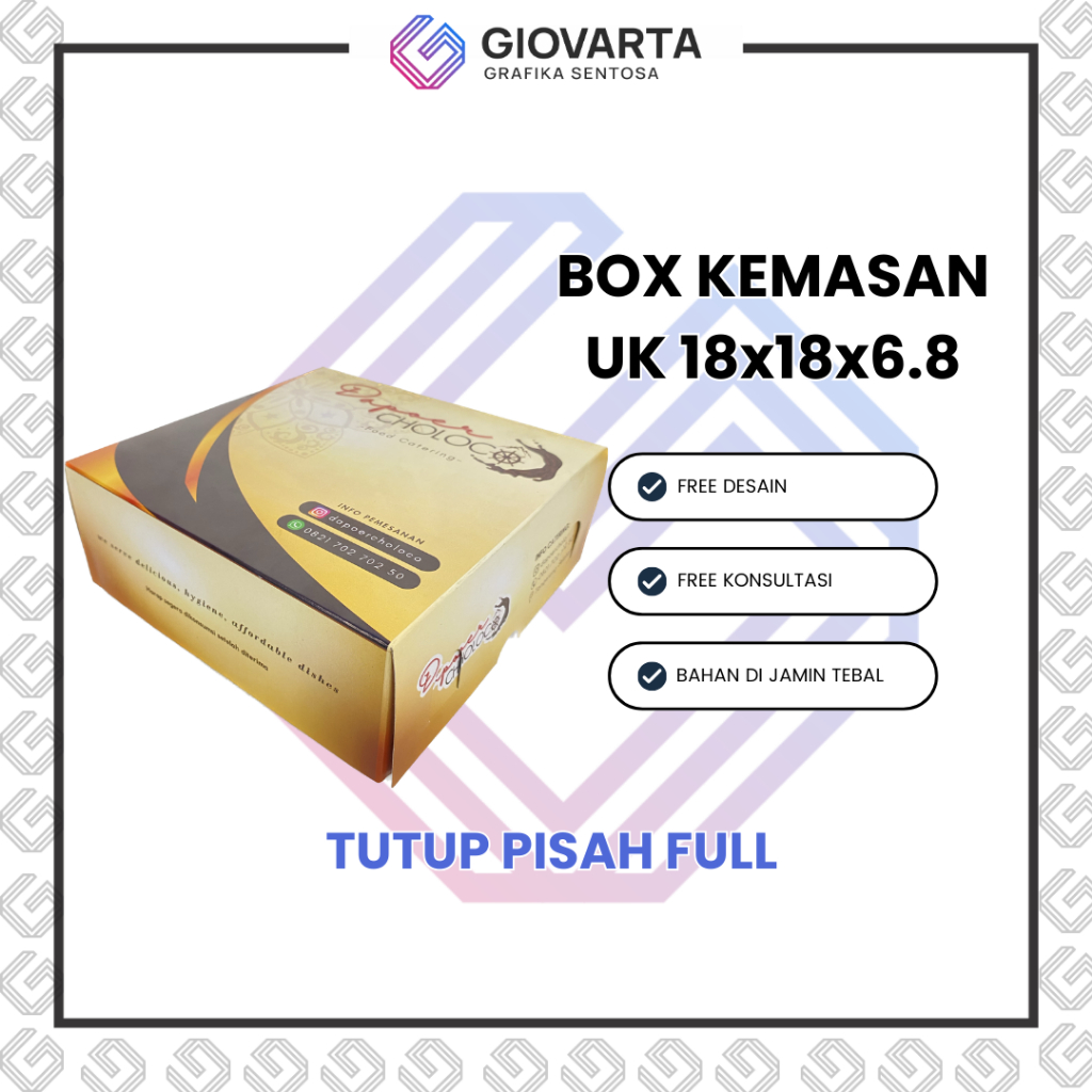 Box Makanan / Lunch Box Paper / Paper Box Lunch Custom Desain Ukuran 18x18 / Tutup FULL