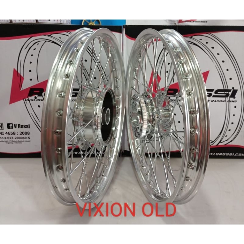 VELG MOTOR YAMAHA VIXION OLD SEPASANG KOMPLIT V ROSSI 140/17 WARNA SILVER