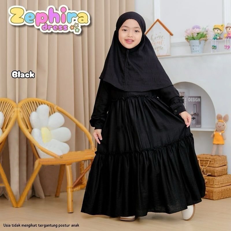 Zephira Dress ( Dress + kerudung ) Gamis Wanita anak Terbaru 2024 Elegan Gamis anak Kekinian Viral G