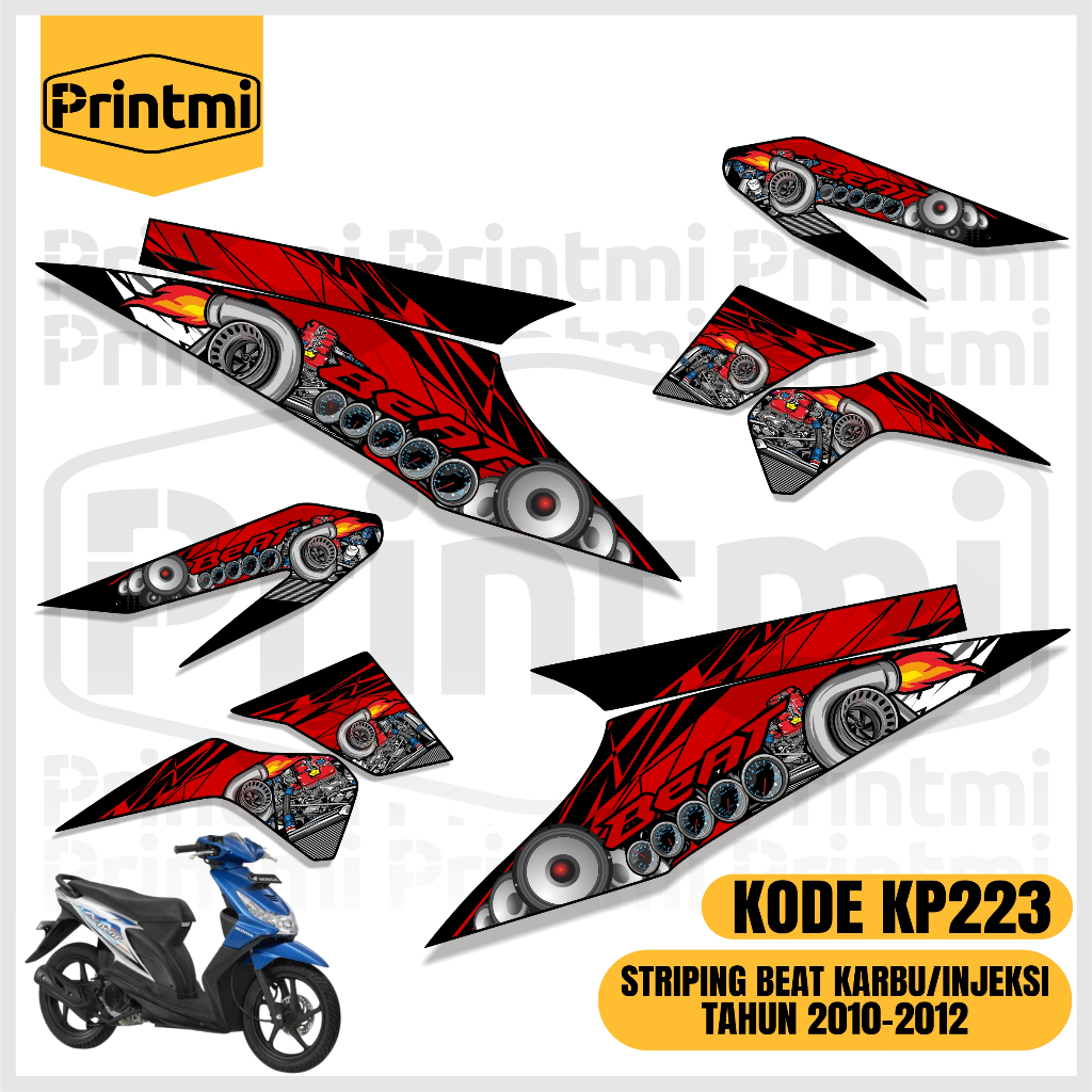 Printmi Striping Stiker Motor Beat Karbu Injeksi 2010 2011 2012 Variasi Racing Honda Modifikasi Simp
