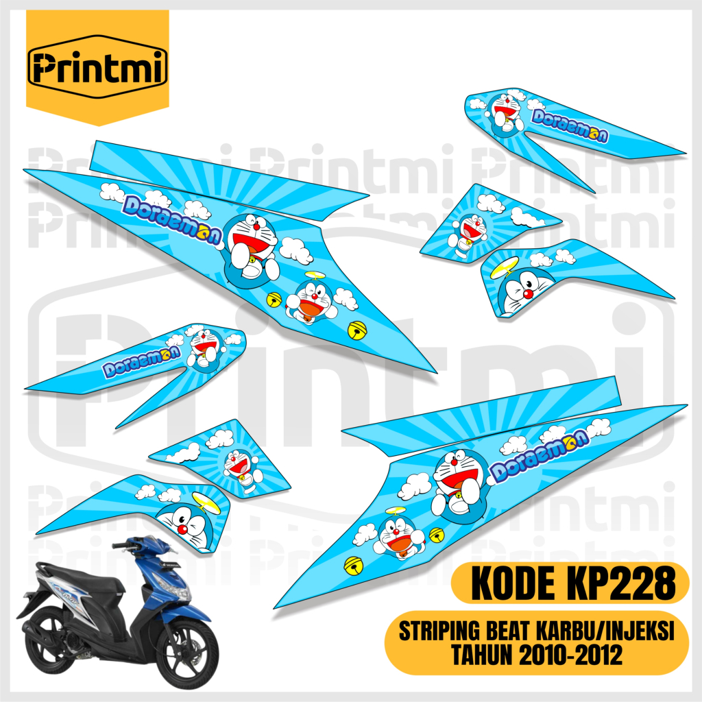 Stiker Striping Motor Beat Karbu Injeksi Doraemon 2010 2011 2012 Variasi List Simple Racing Keren Pr