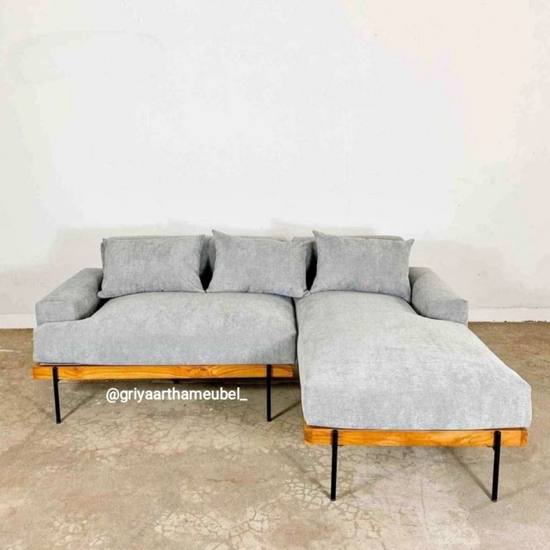 sofa minimalis model L | sofa industrial | Sofa scandinavian terbaru