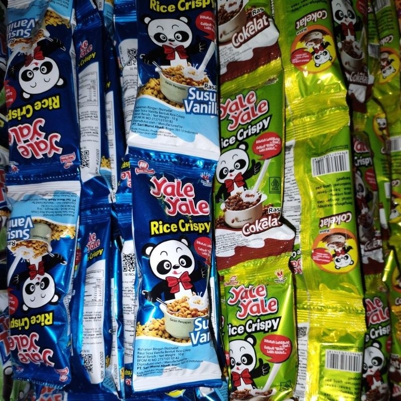 

Yale yale Rice Crispy makanan ringan rasa vanilla dan cokelat 1 renteng