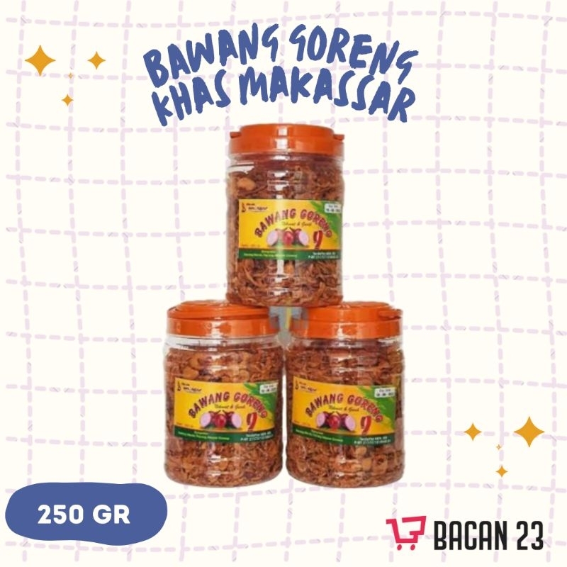 

Bawang Goreng Toples 250gr /Oleh-oleh Khas Makassar / Bacan 23 - Bacan23