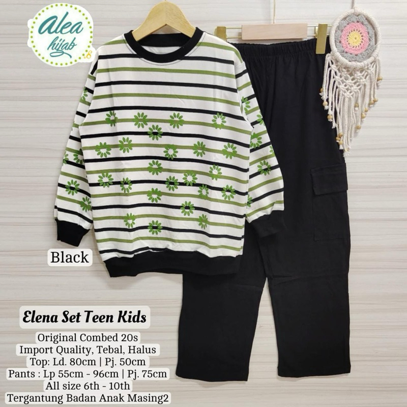 Elena Set Teen Kids Combed 20s Lengan Panjang Setelan Anak Perempuan Tanggung Remaja