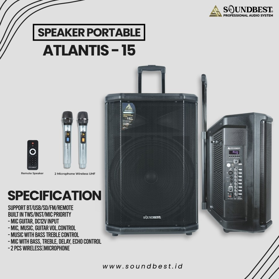 SPEAKER PORTABLE SOUNDBEST ATLANTIS 15 /ATLANTIS15 15 INCH ORIGINAL SOUNDBEST