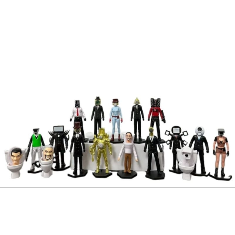 skibidi toilet figure mainan anak police man tv spektrum man