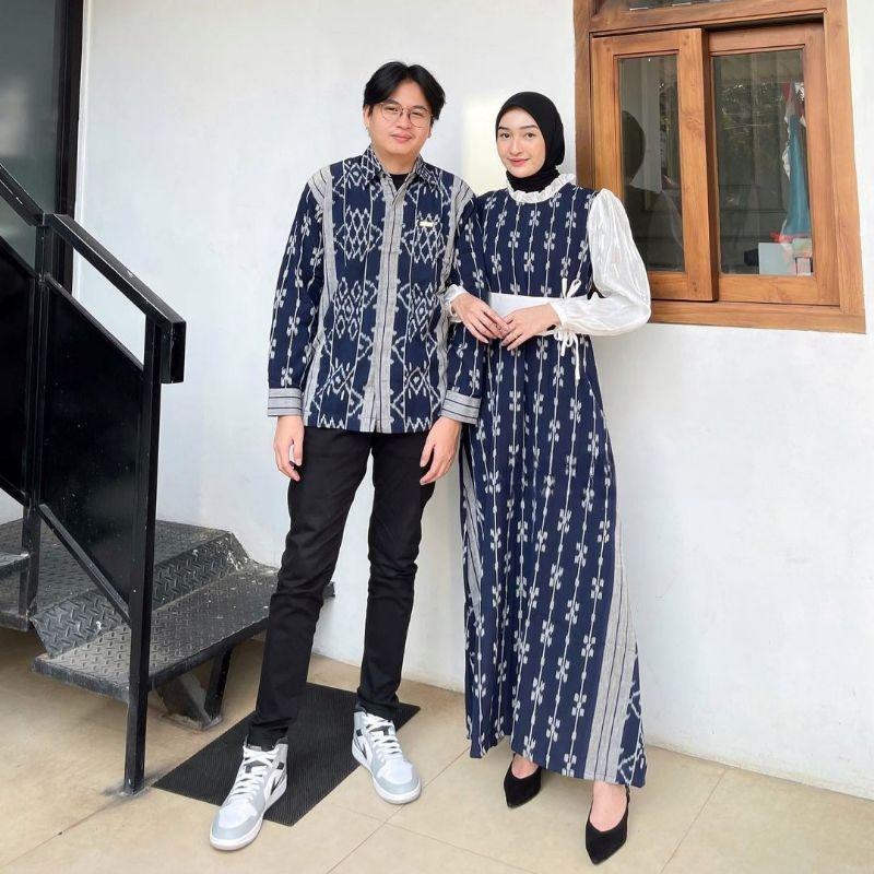 Gamis Tenun Wanita Simple - Gamis Lebaran Cantik - Baju Tenun Wanita - Baju Couple - Pakaian Couple