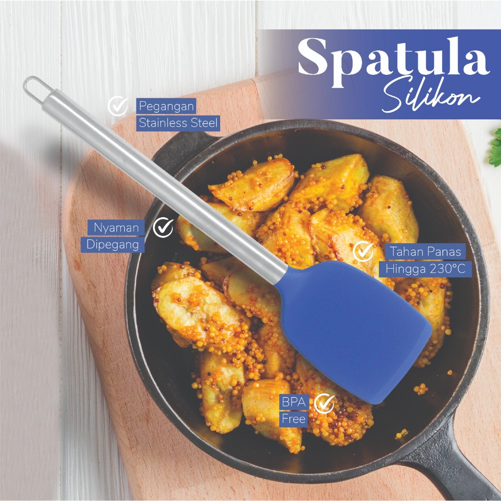 Sutil masak silikon anti panas spatula masak silikon peralatan masak blue